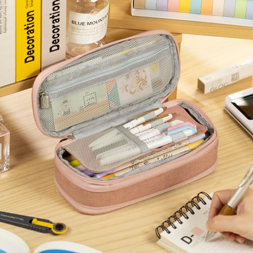 EASTHILL Big Capacity Pencil Case Large Pencil Pouch Stationery Pen Bag for Teen Girls-Deep Pink - color: Deep Pink