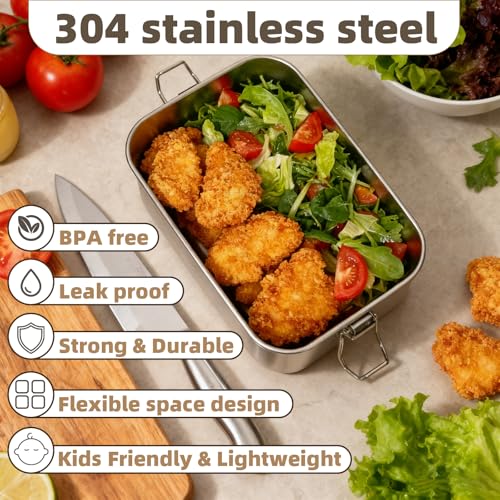 40oz/1200ml Meta Lunch Box, Stainless Steel Food Storage Sandwich Containers, Bento Box with Lids Leak Proof for Travel, Work, Picnic, Home,Meal Prep - size: 1 x 1200mL
