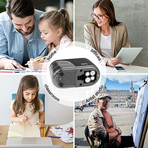 Eagle Electric Pencil Sharpener, Battery Powered Sharpener, LED Light Shinning During Sharpening, Portable, with Reusable and Replaceable Blade, Suitable for Kids, Ideal School Office Supplies (Black) - color: Black