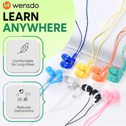 100 Packs Earbuds Bulk Classroom Headphones, Individually Bagged, Wholesale Students Wired Earphones with 3.5 mm Jack for Classroom School Library Museums and More (HY01,100 Mixed) - size: 100 Pack