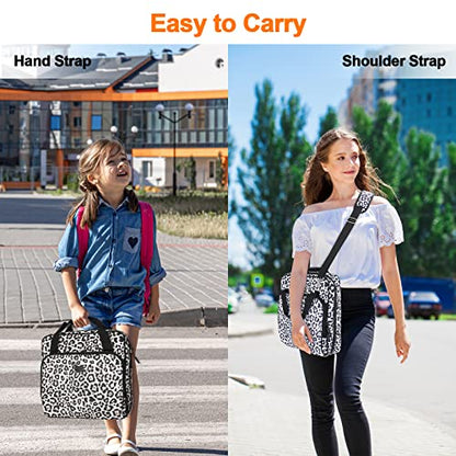 3 Ring Zipper Binder Inch D-Ring, with Strap 600 Sheet Capacity & Multi-Pockets School and Office Organizer, Compatible 13-Inch MacBook (Patent Design Leopard) 3Inch-D-ring - color: Leopard, size: 3Inch-D-ring