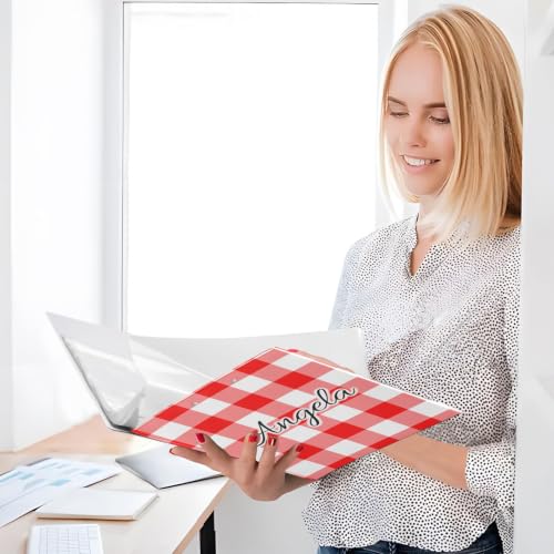 Custom 3 Ring Binder 1.5 Inch Round Rings Red Checkerboard Personalized Name Binders Organizer Fashion View Binder with 2 Pockets for School Office Supplies - color: Multi08