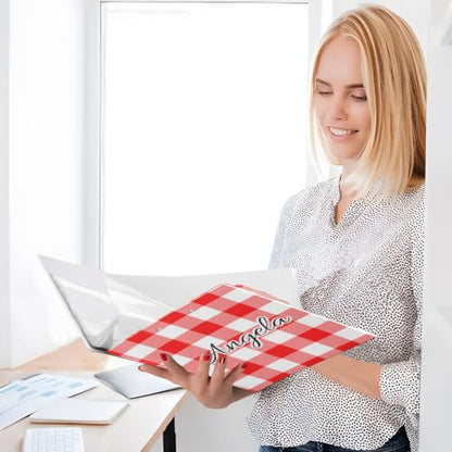 Custom 3 Ring Binder 1.5 Inch Round Rings Red Checkerboard Personalized Name Binders Organizer Fashion View Binder with 2 Pockets for School Office Supplies - color: Multi08