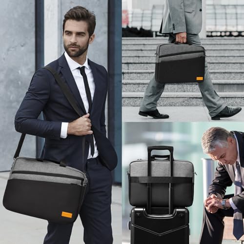 bagasin 17 17.3 inch Laptop Computer PC Shoulder Bag Carrying Case, Water-Repellent Fabric Briefcase, Lightweight Toploader, Business Casual or School - color: Grey, size: 17-17.3
