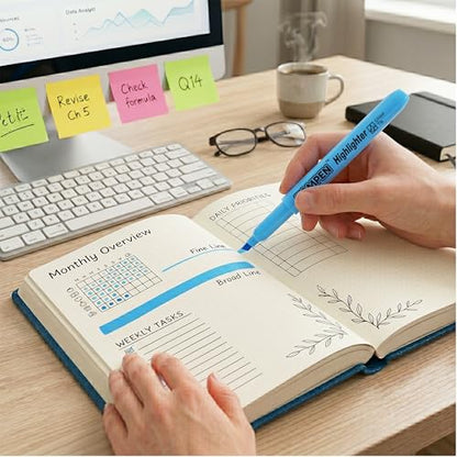 Highlighters Blue 48 Pack,Bible Highlighters No Bleed–Bulk Chisel Tip Highlighter Markers Set for School,Office,Study,Journaling–Smear-Free,Quick Dry–Fluorescent Pens for Teachers Students