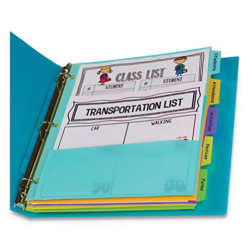 C-Line Index Dividers with Multi-Pockets, 5-Tab, 11.5 X 10, Assorted, 1 Set - size: 8.5" x 11" (A4)