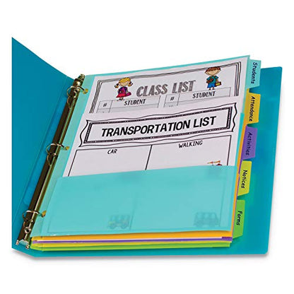C-Line Index Dividers with Multi-Pockets, 5-Tab, 11.5 X 10, Assorted, 1 Set - size: 8.5" x 11" (A4)