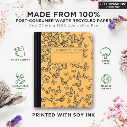 Decomposition Monarch Migration College Ruled Composition Notebook - 9.75 x 7.5 Journal with 160 Lined Pages - Cute Notebooks for School Supplies, Home & Office - 100% Recycled Paper - Made in USA - color: Monarch Migration