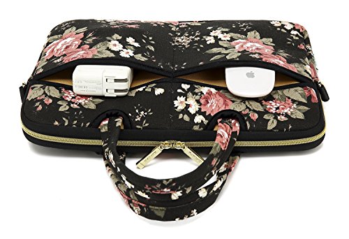 kayond Black C Rose Patten water resistant Laptop Shoulder Messenger Bag Case Sleeve for 14 Inch 14.1 Inch Laptop,Laptop Briefcase - color: Black C Rose, size: 14-14.1 Inch