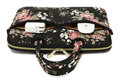 kayond Black C Rose Patten water resistant Laptop Shoulder Messenger Bag Case Sleeve for 14 Inch 14.1 Inch Laptop,Laptop Briefcase - color: Black C Rose, size: 14-14.1 Inch