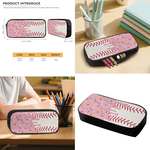 Pink Ice Cream Drip Backpack 4 Piece Baseball Backpack for School Insulated Thermal Lunch Bag Lovely Pencil Pouch Water Bottle Holder Kindergarten Cute Daily Gifts - color: Pink