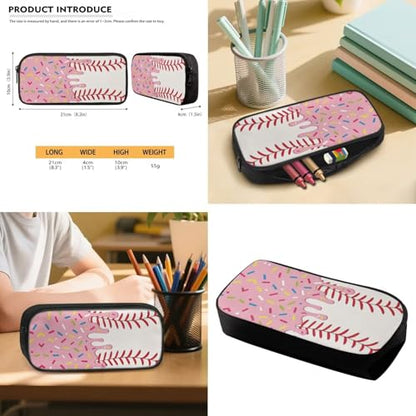 Pink Ice Cream Drip Backpack 4 Piece Baseball Backpack for School Insulated Thermal Lunch Bag Lovely Pencil Pouch Water Bottle Holder Kindergarten Cute Daily Gifts - color: Pink