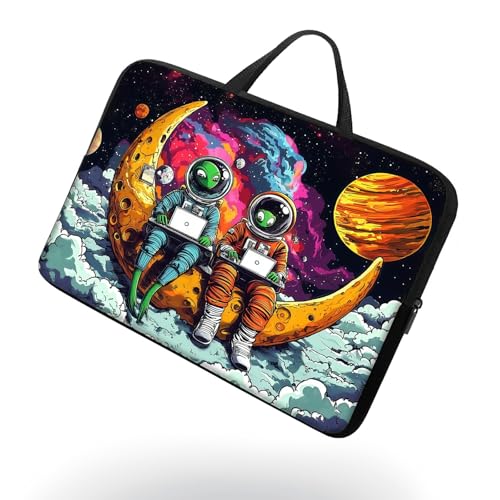 17 17.3 inch Laptop Sleeve with Handle, Alien Astronaut Water‑Resistant Laptop Carrying Case for HP 17.3 inch Laptop/HP Envy 17/Dell Inspiron 17/Lenovo Ideapad 17.3 - color: Alien astronaut, size: 17-17.3 inch Devices