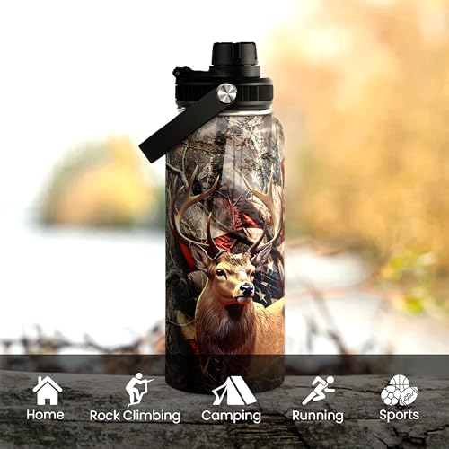 Hunting Water Bottle 32oz - Stainless Steel Insulated Bottles with Lid - Hunting Presents for Men Dad Husband Papa, Hunters Birthday Christmas Fathers Day - color: Hunting 2