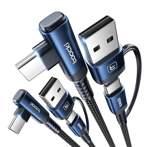 toocki 60W USB C to USB C Cable (2-Pack 6.6FT), Right Angle Fast Charging USB A to USB C Charger Cable Compatible with iPhone15 Pro Max/Plus/MacBook Air/Samsung S25 Ultra/S22 Note 20 - size: 6.6FT+6.6FT
