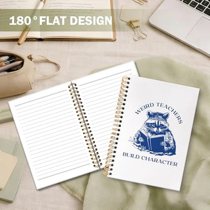Funny Teacher Raccoon Spiral Notebook Journal, Weird Teachers Build Character Teacher Gifts Journal for Notes Planning, Teachers Appreciation Gifts Maestra for Notes Taking, 5.5 X 8.3 Inch - color: Raccoon