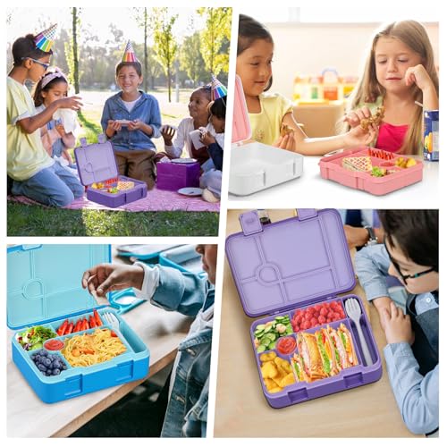 JOOPETALK Chill Bento Lunch Box for Kids Adult with Ice Pack,6-Compartment Reusable Leak-proof Lunch Container for Girls Boys to School,Keep Food Cold&Fresh,Dishwasher & Freezer Safe - color: White