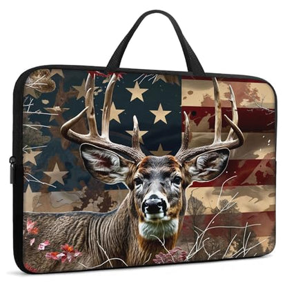 Laptop Sleeve Bag with Handle Computer Protective Soft Cover Case for 14 Inch 13 Inch Laptop,Deer Weed Flag - color: Deer Weed Flag