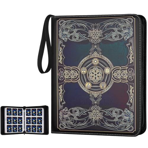 720 Pockets Round Ring Trading Card Binder, 9-Pocket Clear Zipper Card Album with Wrist Strap, Holds 720 Standard TCG Cards Compatible with Sports Baseball Football Game Cards (Black Purple) - color: 9 Pocket 720 MTG Black Purple