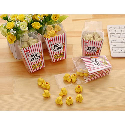 Pencil Top Erasers 36 Pack Popcorn Pencil Erasers Toppers Cap Erasers for Kids Cute Fun Novelty Food Erasers for Student School Supplies Prize Gifts Party Favors - style: Popcorn