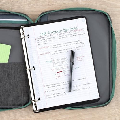 Five Star Zipper Binder, 1 Inch 3-Ring Binder with Round Rings, Carry-All with Pockets and 4-Tab Dividers, 375 Sheet Capacity, Grey/Seaglass (290920B) - color: Grey/Seaglass