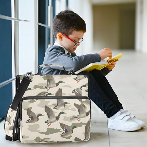 Wild Duck Camouflage Zipper Binder Bag 3 Ring Binder with Shoulder Strap Zip Up 500 Sheets Capacity Multi Pockets for School Office Supplies - color: Multi66, size: Fit 500 Sheets