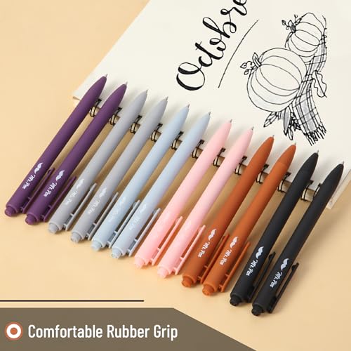 Mr. Pen- Retractable Gel Pens, 12 Pack, Black Ink, Earthly Neutrals Barrel | Fine Point 0.5mm, Fast Dry, Smooth Writing, Cute Pens for Drawing, Writing Planner and School Supplies - color: Earthly Neutrals Barrel, Black Ink, size: 12 Pack