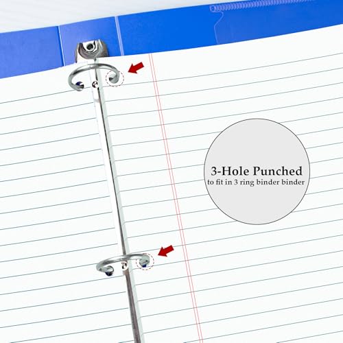 HAUTOCO 2 Pack 8.5 x 11 Legal Pads White Wide Ruled Notepads Perforated Writing Pads, 30 Sheets Per Notepad, 3-Hole Punched Paper, Writing Note Pads for School, Home, Office, Business - color: White