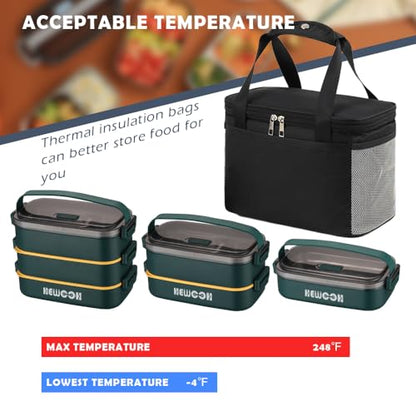 Bento Box Adult Lunch Box (74 Oz Large Capacity), Reusable, Leak-Proof, Including Lunch Bag, Fork And Spoon, 3 Dividers, Suitable For Work, Picnic, Dishwasher And Microwave Safe.(Green) - color: Green