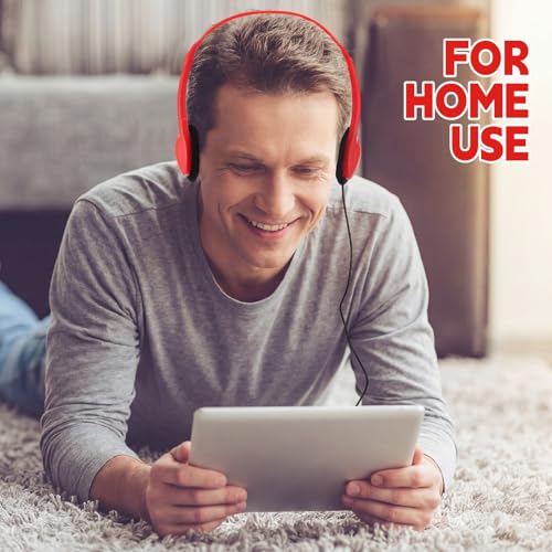 Konohan 30 Pack Headphones Bulk Headphone for School Classroom Student Wired Headphones Adjustable with 3.5 mm Jack for Adults (Red) - color: Red