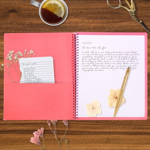 Steel Mill & Co Cute Large Spiral Notebook College Ruled, 11" x 9.5" with Durable Hardcover and 160 Lined Pages, Pink Poppy - color: Pink Poppy