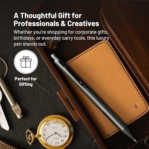 Everyman Gunmetal Grafton Full Click Refillable 0.7mm Gel Ink Pen | Sleek Anodized Aluminum EDC Pen with Deep Grooved Grip | Smooth Writing Pocket Pen for Office, Travel, Gifting & Daily Use - color: Gunmetal, style: Full Click