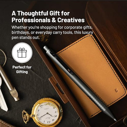 Everyman Gunmetal Grafton Full Click Refillable 0.7mm Gel Ink Pen | Sleek Anodized Aluminum EDC Pen with Deep Grooved Grip | Smooth Writing Pocket Pen for Office, Travel, Gifting & Daily Use - color: Gunmetal, style: Full Click