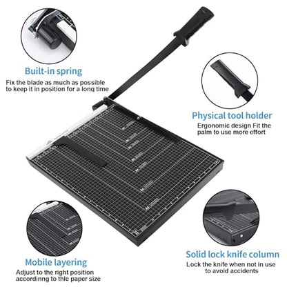 ISDIR Guillotine Paper Cutter 18" with Integrated Pressure Bar – Heavy Duty Metal Base, 15 sheet Capacity, Magnetic Guide & Safety Guard – Precision Trimmer for Cardstock, Crafts, DIY, Photos & Office - color: 18"black