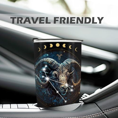 Horoscope Aries Insulated Tumblers Mug Cup Gifts for Birthday Boys Girls Men Women Son Daughter Travel Essentials Accessories Must Have Cold Iced - color: Aries-651
