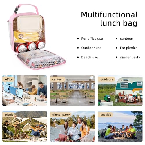Lovoeo Lunch box Lunch bag for men women Insulated Lunchbox Lunch bags for Work Picnic Travel (Pink) - color: Pink