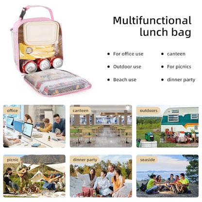 Lovoeo Lunch box Lunch bag for men women Insulated Lunchbox Lunch bags for Work Picnic Travel (Pink) - color: Pink