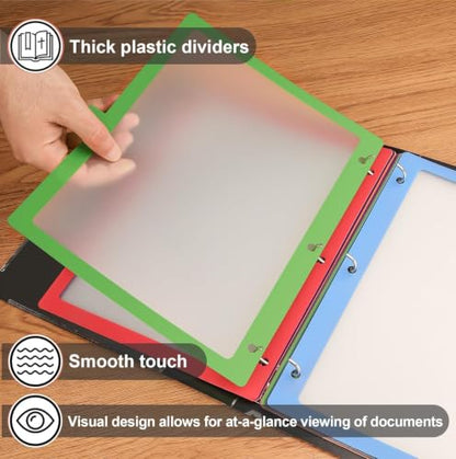 habgp 24Pcs/3 Set 8 Tab Dividers for 3 Ring Binder 24 Pcs Clear Color 3 Ring Binder Dividers Tabs Page Folder Dividers Plastic Tabbed File Dividers Tabs Three Ring Binder Index Dividers - size: 3 Set (24 Pcs)