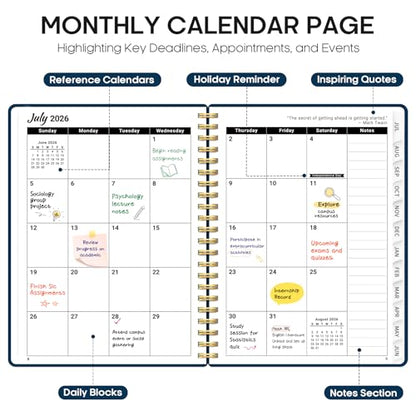 Planner 2026-2027, 8.5" x 11" Weekly and Monthly Academic Year Planner Calendar, July 2026 - June 2027, Hardcover Large School Planning Agenda With Tabs, Perfect for School & Office Supplies, A4, Navy Blue - color: F-Navy Blue, size: A4(8.5"x11")