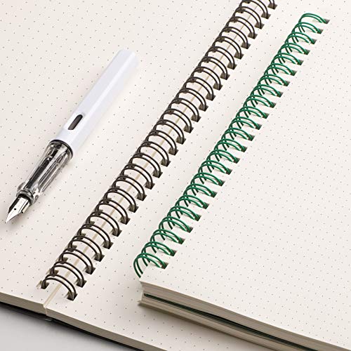 EMSHOI Dotted Spiral Journal Notebook, 2 Pack, 320 Pages, B5 (7.4" x 10") | 100 GSM Thick Paper, Flexible Plastic Cover, for Journaling, Planning, Tracking & Sketching (Brown & Green) - color: Brown Green, style: B5-Dotted