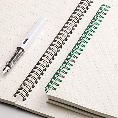 EMSHOI Dotted Spiral Journal Notebook, 2 Pack, 320 Pages, B5 (7.4" x 10") | 100 GSM Thick Paper, Flexible Plastic Cover, for Journaling, Planning, Tracking & Sketching (Brown & Green) - color: Brown Green, style: B5-Dotted