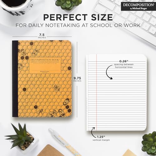 Decomposition Honeycomb College Ruled Composition Notebook - 9.75 x 7.5 Journal with 160 Lined Pages - Notebooks for School Supplies, Home & Office - 100% Recycled Paper - Made in USA - color: Honeycomb