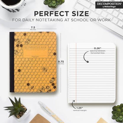 Decomposition Honeycomb College Ruled Composition Notebook - 9.75 x 7.5 Journal with 160 Lined Pages - Notebooks for School Supplies, Home & Office - 100% Recycled Paper - Made in USA - color: Honeycomb