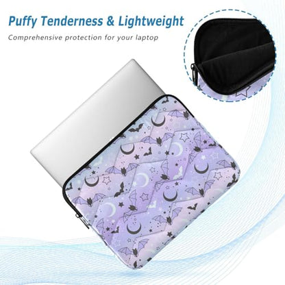 Cute Laptop Sleeve 13 inch Purple Bat Moon Laptop Bag 14 inch Waterproof Computer Bag for Women Laptop Accessories Computer Cover Bag for Tablet Men, A06D24018 - color: Purple Bat Moon