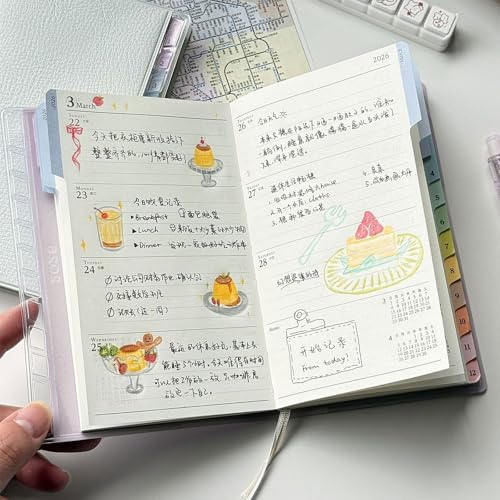 2026 Weekly Planner Dated Leather Notebook Ribbon Bookmarks for Students Daily Scheduling Professional Planner