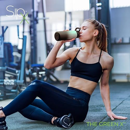 SipX™ 25 oz Insulated Water Bottle with 3 Lids – Leakproof Stainless Steel, Triple Insulated – Cold 24 Hours/Hot 12 Hours – Durable Bottle for School, Gym, Travel – Gradient Mint Black - color: Gradiant Mint Black, size: 25 Ounces