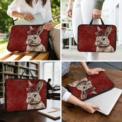 10" Laptop Sleeve with Handle, Retro Rose Rabbit Water‑Resistant Tabet Carrying Case for 11 inch iPad 2025/11" iPad Air M3/ 11" iPad Pro M5 M4/ 11" Galaxy Tab S9 S8 / Lenovo Tab M11 - color: Retro Rose Rabbit, size: 10-11 inch Devices