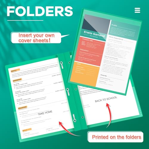 Henoyso 24 Pcs Plastic Folders with Clear Front Pocket and 3 Prong Take Home Plastic 2 Pocket Folder Back to School for Students Parent Teacher Communication for School Office (Green) - color: Green