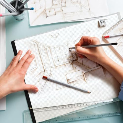 Large Engineering Graph Pad - 22" x 17" Grid Notepad, 4"x4" Graph Paper, 50 Sheets/100 Pages, 100 Gsm Graph Paper for Engineer Architect Designer Mathematician Draftsman - size: 22 x 17 Graph Paper Pad