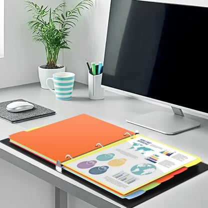 HABGP 10PCS/2 Set 3 Ring Binder Dividers with Tabs, Dividers with Clear Front Pockets for 3 Ring Binder Color Pages, 5 Tab Folder Dividers,Three Rings File Divider with Tabs,Tabbed Index Divider